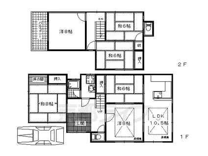 京阪電気鉄道宇治線 桃山南口駅 徒歩8分 2階建 築46年(6LDK)の間取り写真
