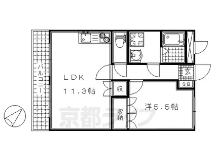 京阪電気鉄道京阪線 淀駅 徒歩8分 2階建 築20年(1LDK/2階)の間取り写真