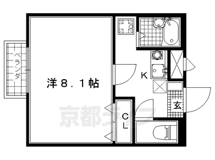 京阪電気鉄道京阪線 龍谷大前深草駅 徒歩10分 2階建 築22年(1K/1階)の間取り写真