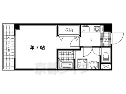 京都市烏丸線 竹田駅(京都) 徒歩4分 5階建 築33年(1K/2階)の間取り写真