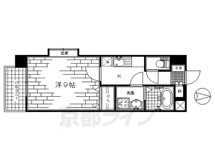 京都市烏丸線 竹田駅(京都) 徒歩10分 4階建 築19年(1K/4階)の間取り写真