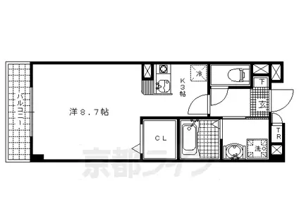 京都市烏丸線 竹田駅(京都) 徒歩5分 5階建 築19年(1K/5階)の間取り写真
