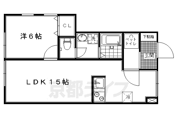 カナルガーデン(1LDK/1階)の間取り写真