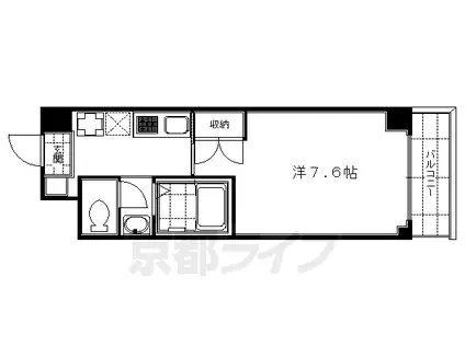 近鉄京都線 竹田駅(京都) 徒歩3分 5階建 築22年(1K/5階)の間取り写真