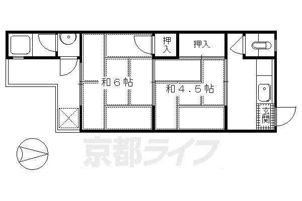京阪電気鉄道京阪線 墨染駅 徒歩9分 2階建 築53年(2K/2階)の間取り写真