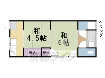 阪急電鉄京都線 洛西口駅 徒歩14分 2階建 築48年(2K/2階)の間取り写真