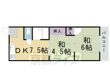阪急電鉄京都線 桂駅 徒歩20分 2階建 築38年(2DK/2階)の間取り写真