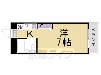 阪急電鉄京都線 桂駅 徒歩7分 4階建 築38年(1K/3階)の間取り写真