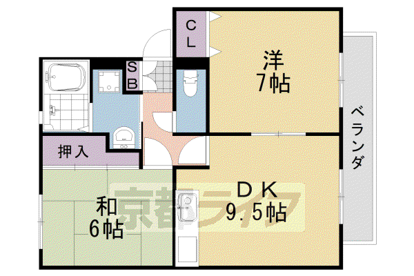 阪急電鉄嵐山線 上桂駅 徒歩2分 2階建 築29年(2DK/2階)の間取り写真