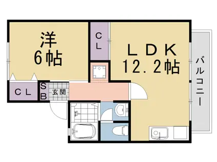 セジュールPOPO(1LDK/2階)の間取り写真