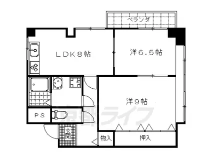 オリエントビル(2DK/4階)の間取り写真