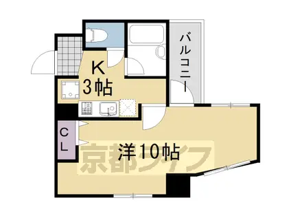阪急電鉄京都線 桂駅 徒歩1分 4階建 築29年(1K/1階)の間取り写真