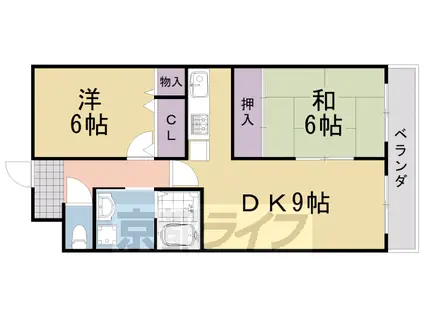グランビア桂(2LDK/2階)の間取り写真