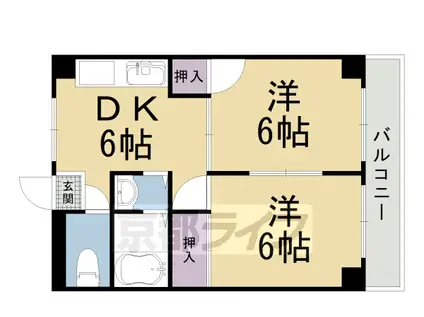 山陰本線 嵯峨嵐山駅 徒歩12分 3階建 築36年(2DK/2階)の間取り写真