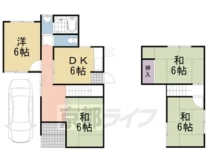 山陰本線 嵯峨嵐山駅 徒歩13分 2階建 築56年(4DK)の間取り写真