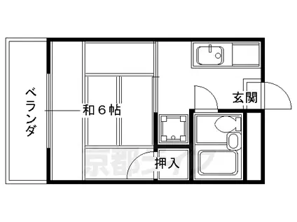 阪急電鉄京都線 桂駅 徒歩15分 3階建 築42年(1K/3階)の間取り写真