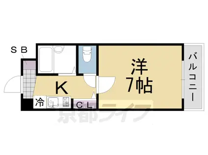阪急電鉄嵐山線 上桂駅 徒歩2分 5階建 築32年(1K/4階)の間取り写真
