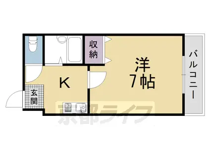 阪急電鉄嵐山線 上桂駅 徒歩2分 5階建 築32年(1K/5階)の間取り写真