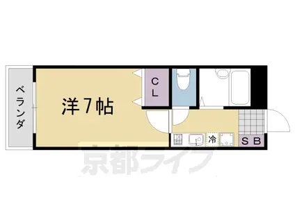 阪急電鉄嵐山線 上桂駅 徒歩10分 3階建 築27年(1K/3階)の間取り写真