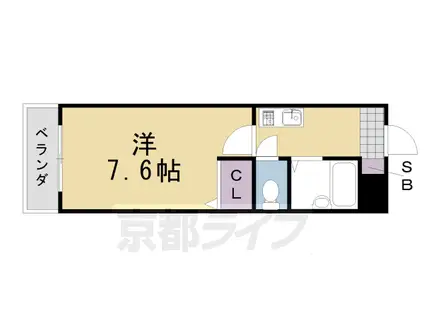 阪急電鉄京都線 桂駅 徒歩5分 3階建 築28年(1K/3階)の間取り写真