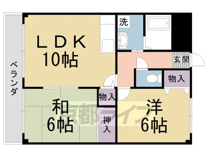 阪急電鉄京都線 洛西口駅 徒歩3分 3階建 築31年(2LDK/3階)の間取り写真
