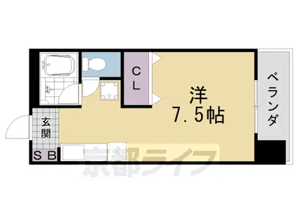 ジオコート桂(1K/3階)の間取り写真