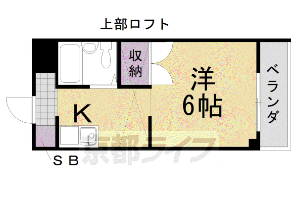 阪急電鉄京都線 洛西口駅 徒歩33分 3階建 築35年(ワンルーム/2階)の間取り写真