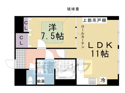 阪急電鉄京都線 桂駅 徒歩32分 5階建 築27年(1LDK/1階)の間取り写真