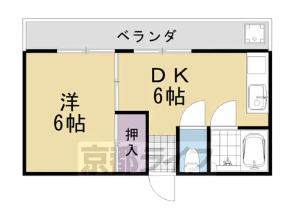 ハウスハクラクⅡ(1DK/2階)の間取り写真