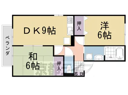 阪急電鉄京都線 桂駅 徒歩15分 2階建 築26年(2DK/1階)の間取り写真