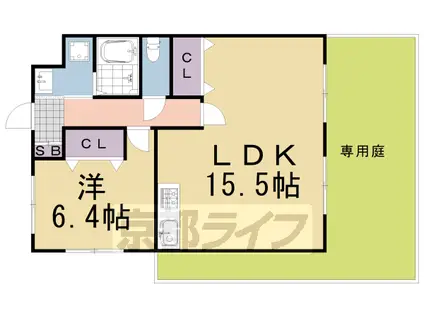 阪急電鉄京都線 桂駅 徒歩20分 3階建 築26年(1LDK/1階)の間取り写真