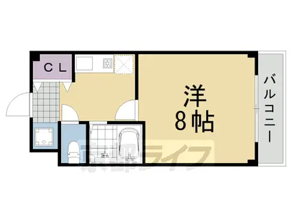 阪急電鉄京都線 桂駅 徒歩10分 2階建 築26年(1K/1階)の間取り写真