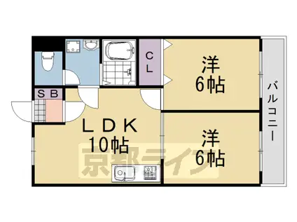 阪急電鉄嵐山線 上桂駅 徒歩15分 2階建 築25年(2LDK/1階)の間取り写真
