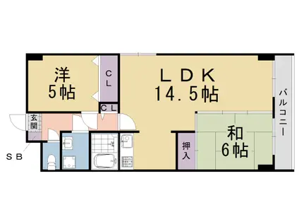 S・Yグランドビル(2LDK/3階)の間取り写真