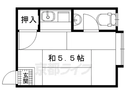 阪急電鉄京都線 桂駅 徒歩55分 2階建 築46年(1K/1階)の間取り写真