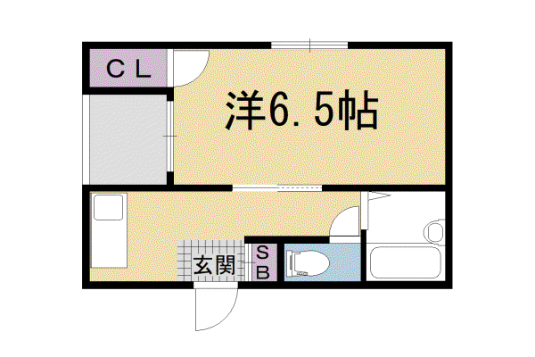 京都市烏丸線 五条駅(京都市営) 徒歩9分 5階建 築36年(1K/5階)の間取り写真
