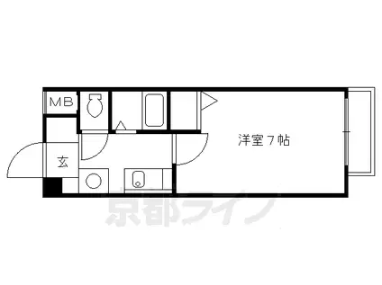 京福北野線 北野白梅町駅 徒歩20分 5階建 築24年(1K/1階)の間取り写真
