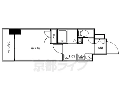 京阪電気鉄道鴨東線 神宮丸太町駅 徒歩5分 11階建 築24年(1K/4階)の間取り写真