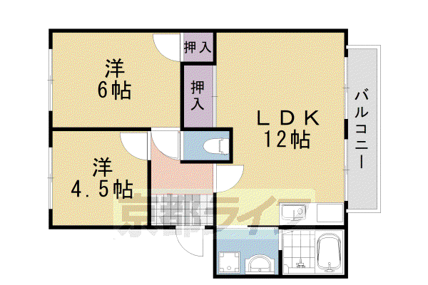阪急電鉄京都線 桂駅 徒歩14分 2階建 築30年(2LDK/2階)の間取り写真