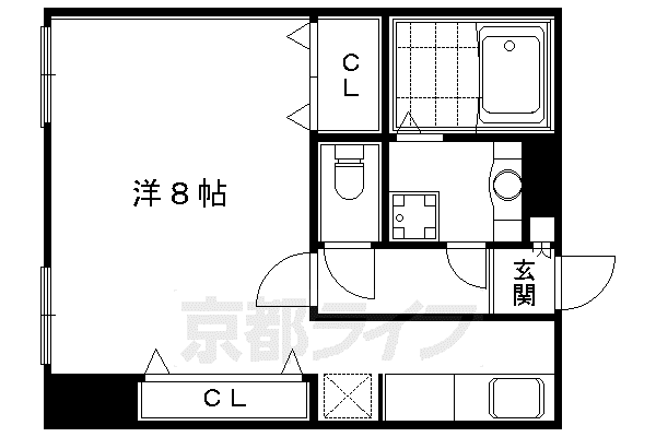 阪急電鉄京都線 京都河原町駅 徒歩5分 5階建 築60年(1K/3階)の間取り写真