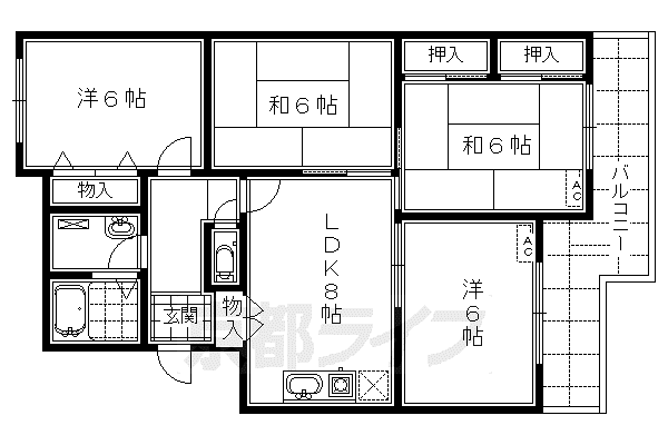 サンマンション西七条(4DK/2階)の間取り写真