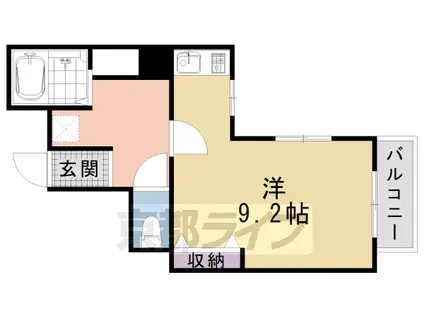 京都市烏丸線 烏丸御池駅 徒歩4分 10階建 築25年(1K/3階)の間取り写真