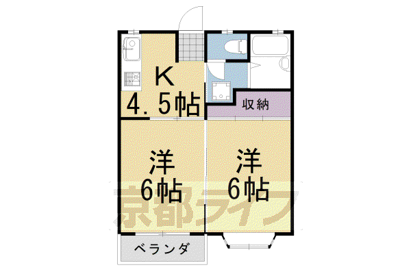 グリーンビューラー(2DK/1階)の間取り写真