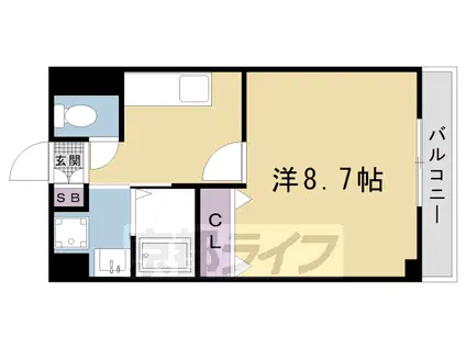 エテルネル一由(1K/3階)の間取り写真