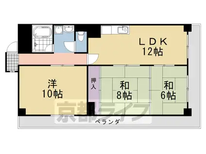 阪急電鉄京都線 桂駅 徒歩10分 6階建 築42年(3LDK/3階)の間取り写真