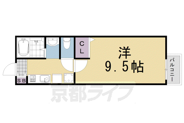 阪急電鉄嵐山線 上桂駅 徒歩1分 2階建 築24年(1K/1階)の間取り写真