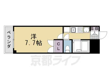 阪急電鉄嵐山線 上桂駅 徒歩5分 3階建 築23年(1K/2階)の間取り写真