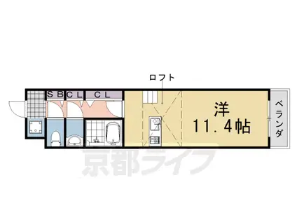 阪急電鉄嵐山線 上桂駅 徒歩13分 3階建 築23年(1K/3階)の間取り写真