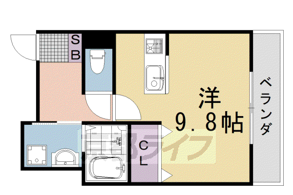 東海道本線 桂川駅(京都) 徒歩17分 3階建 築23年(ワンルーム/2階)の間取り写真