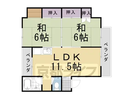 ヴィラアサダ(2LDK/1階)の間取り写真